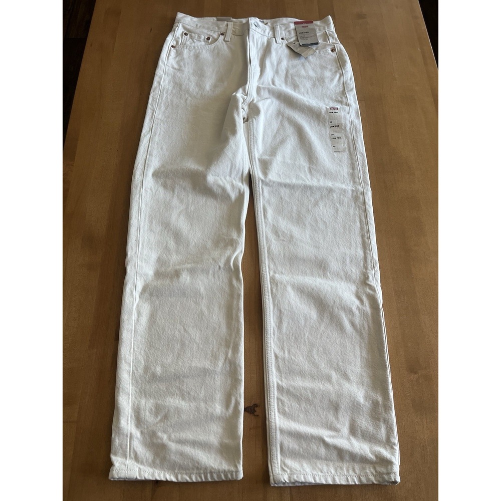 Levi's Low Pro Women's Sz 29 Cream Relaxed Straight Denim Jeans Button NEW $79.5